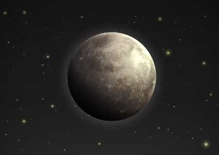 illustration of cool single weather icon - realistic moon in the night sky