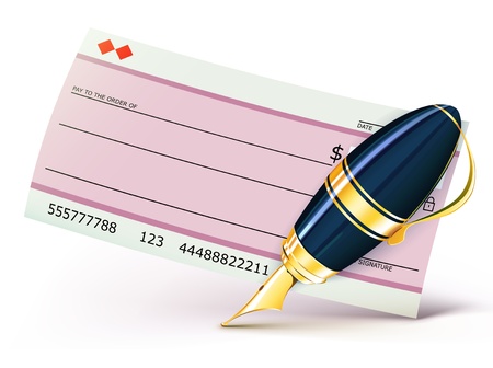 illustration of business concept with bank check and  elegant fountain penのイラスト素材