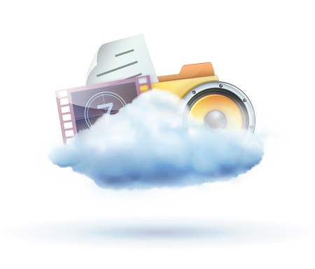 illustration of cool cloud based media sharing concept icon のイラスト素材