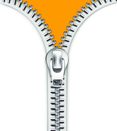 illustration of cool detailed open white metallic zipperのイラスト素材