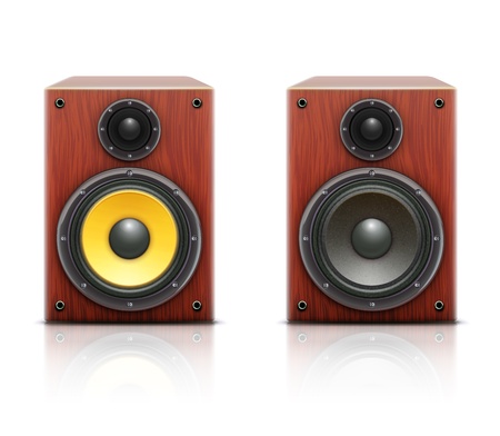 illustration of detailed sound loud hi-fi audio system on white backgroundのイラスト素材