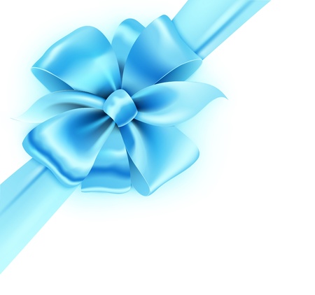 Vector illustration of gift wrapped white paper with a blue ribbon and classic bow のイラスト素材