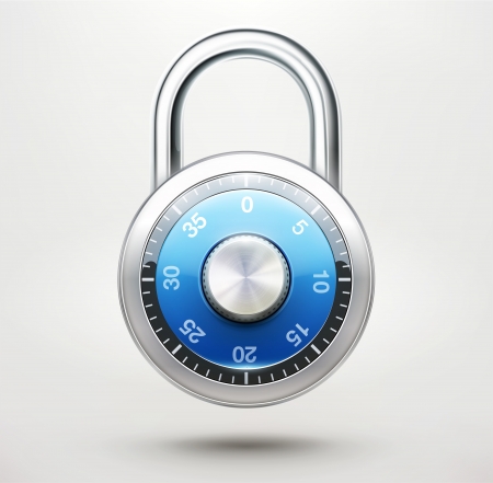  illustration of security concept with locked blue combination pad lockのイラスト素材