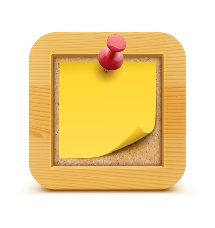 Vector illustration of post it note in on the cork bulletin board with wood frame のイラスト素材