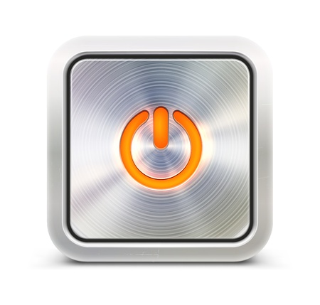 Vector illustration of the detailed power button in metallic style. Good for your websites, blogs or applications.のイラスト素材