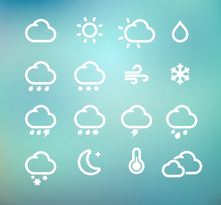 illustration set of original retro weather iconのイラスト素材