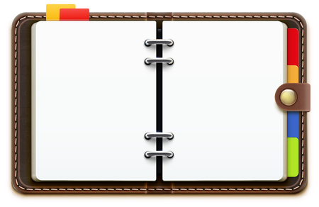 Vector illustration of realistic overhead view of a leather personal organizer/plannerのイラスト素材