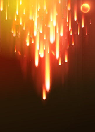 Vector illustration of abstract background with orange blurred magic neon light rays.のイラスト素材