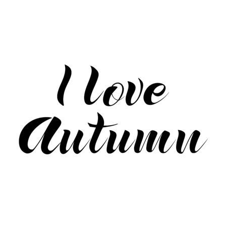 Lettering âI love autumnâ. Handwritten phrase. Black text on white background.のイラスト素材