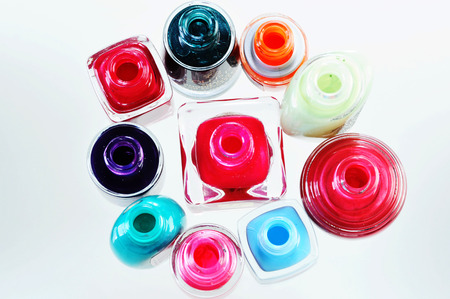 Nail polish on isolated white backgroundの写真素材