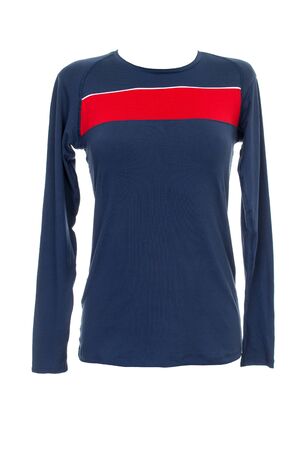 women's shirt for sport isolated on white background. Long sleeve blank shirt.の写真素材