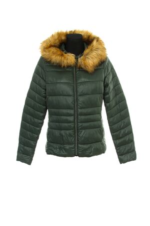 warm winter jacket isolated on white backgroundの写真素材