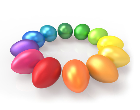 Easter eggs isolated on white. 3D illustrationの写真素材