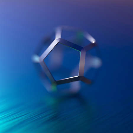 Abstract futuristic 3d rendering with pentagonals and hexagonals sphere. Contemporary sci-fi background with bokeh effect.の写真素材
