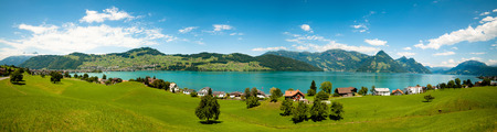 wide view of Alps and Alp lakeの写真素材