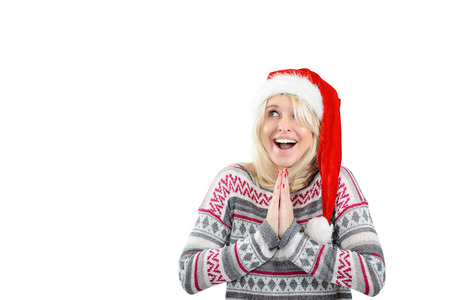 Surprised and happy young woman