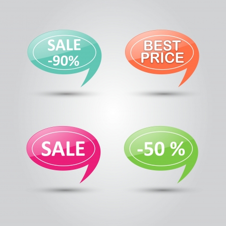 Vector stickers with sale messages のイラスト素材