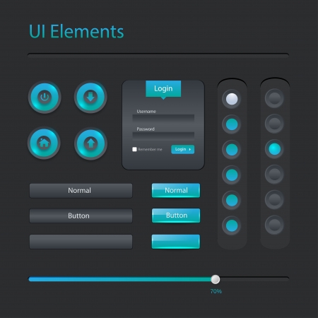 UI Web Elements  Buttons, Switchers, On, Off, Player, Audio, Video のイラスト素材