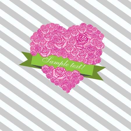 Romantic heart with roses のイラスト素材