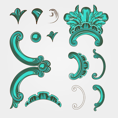 Vector element set with waves. Deco element for cards and greeting invitations.のイラスト素材