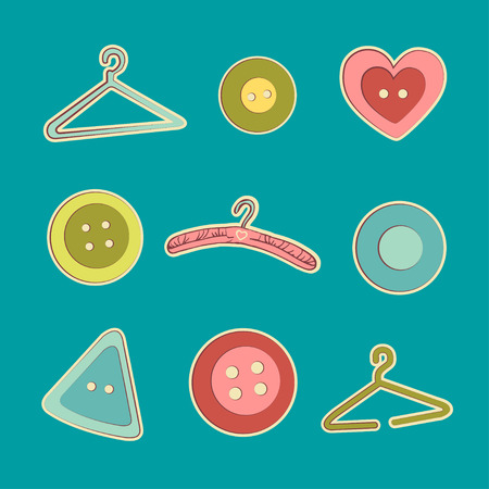 Set of coat hangers and buttons. のイラスト素材