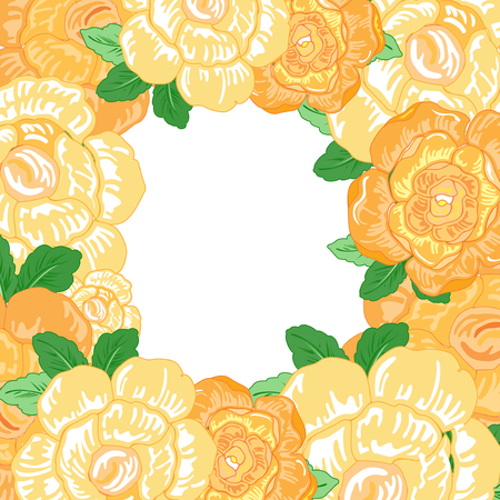 Vintage greeting card with yellow flowers. Vector illustration.のイラスト素材