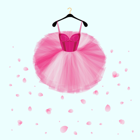Ballet tutu dress. Pink vector dress for ballet dencer. Fashion illustrationのイラスト素材