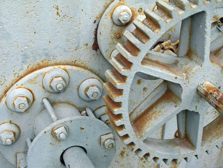 Gears on abandoned electrical generatorの写真素材