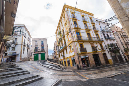 Tarragona, Spain - March 2, 2020: Cityscape of Tarragona. Part Alta is the old town of Tarragona, Catalonia, Mediterranean Spain.のeditorial素材