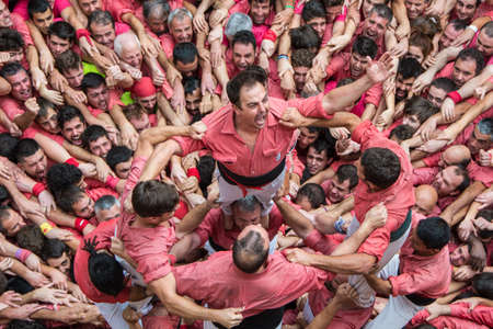 Valls, Spain - October 25, 2015: Castells performance during Santa Ursula's Festival by Colla Vella...