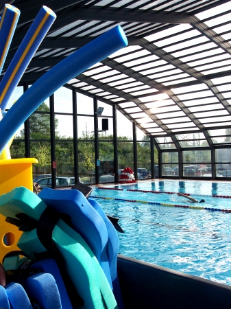 Glass Roofed Indoor Swimming Pool at Modern Sports Centerのeditorial素材
