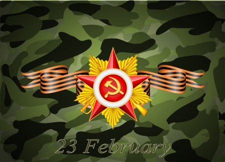 vector greeting card with congratulations to 23 february and Victory Dayのイラスト素材