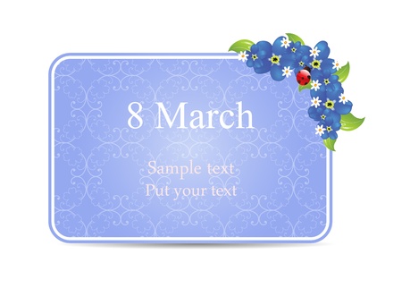 vector greeting card with forget-me-nots, may be used as a Women s Day backdropのイラスト素材