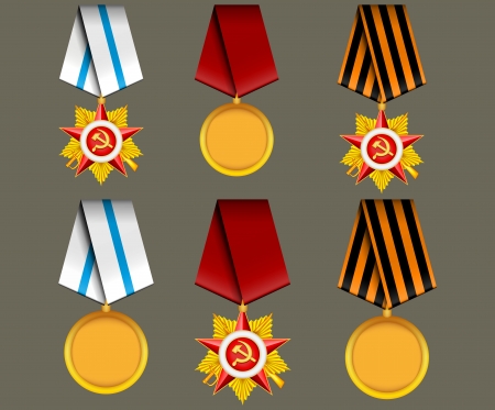 vector set of military medals, related to Victory Day and 23 Februaryのイラスト素材