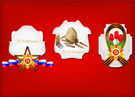 vector set of military objects, related to 23 February and Victory Dayのイラスト素材