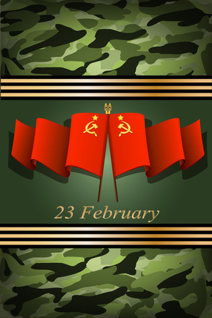 vector greeting card with USSR flag, related to Victory Day or 23 Februaryのイラスト素材