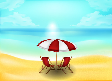 tropical sand beach and sea or ocean background, vector concept for restのイラスト素材