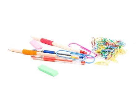 Back to school supplies studio isolated on white background 