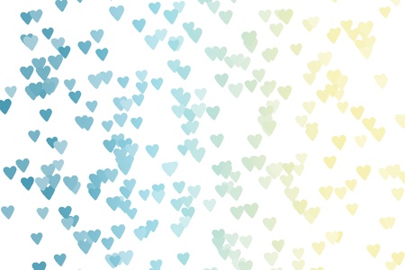 Color gradient heart bokeh  blue, yellow  on white backgroundの写真素材