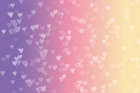 White heart bokeh on color gradient background  violet, pink, yellow の写真素材