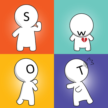 Mr Simple in SWOT Analysis - user can change man s color and remove alphabet on the faceのイラスト素材