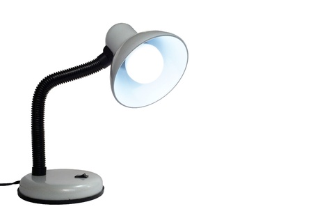 White lamp on white background with black spaceの素材