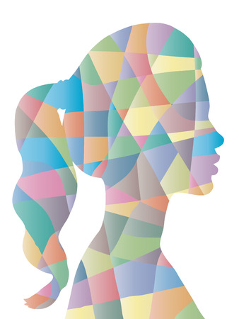 Abstract color polygon woman shapeのイラスト素材