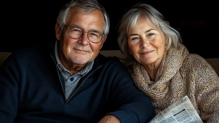 An elderly couple enjoying a peaceful moment together, radiating love and warmth.の素材