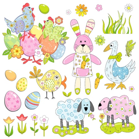 Collection of Easter elementsのイラスト素材