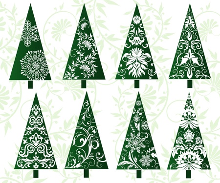 Set of decorative christmas treesのイラスト素材