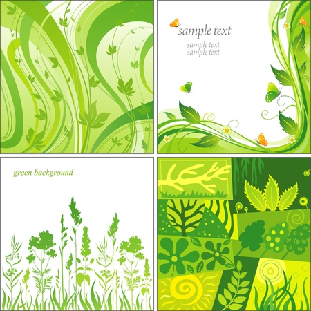 Set of green backgroundsのイラスト素材