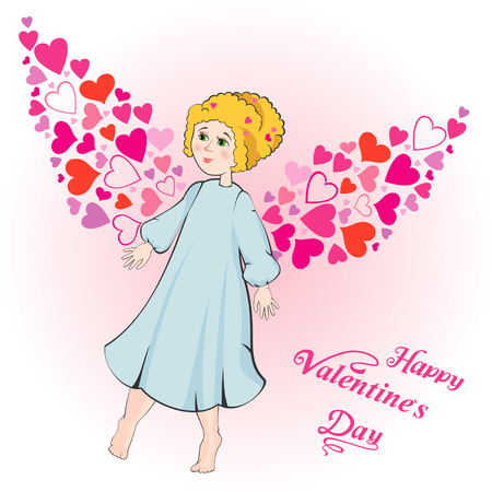 Valentine\'s Day greeting card with cupidのイラスト素材
