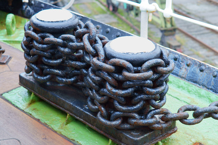 the bollard is wound a chain, mooring