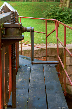 the water level in the channel, hydraulic gateway, gateway controllerの写真素材